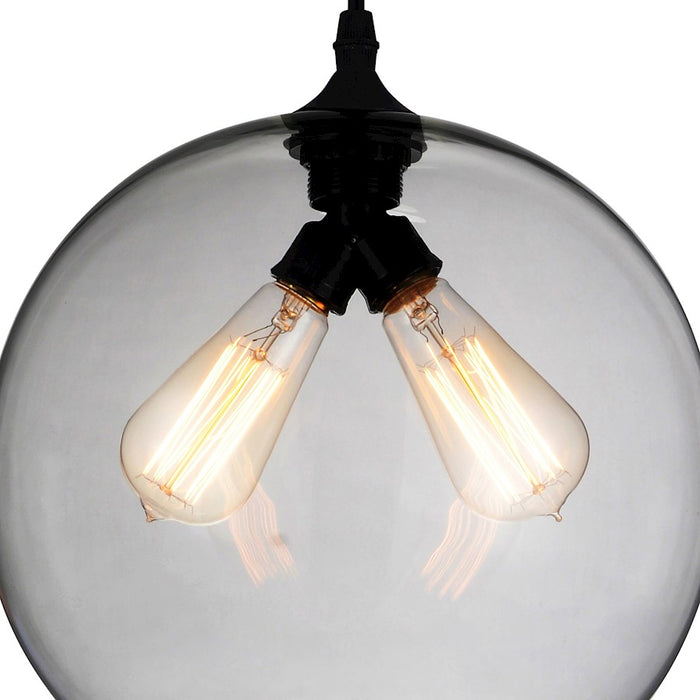 CWI Lighting Glass 2 Light Down Mini Pendant, Black/Smoke