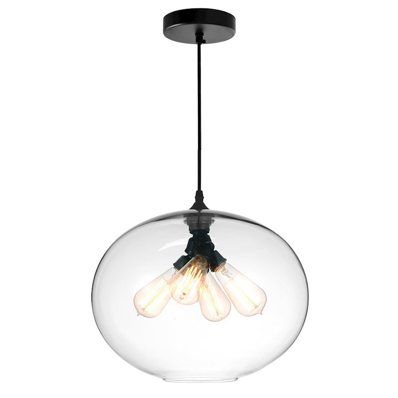 CWI Lighting Glass 4 Light Down Pendant, Black/Clear