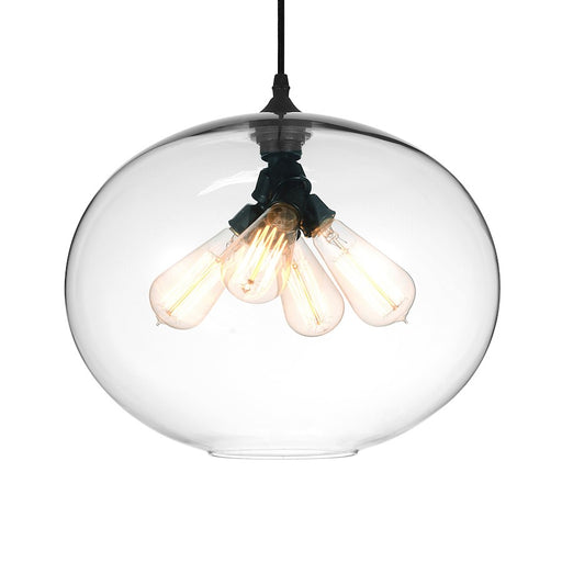CWI Lighting Glass 4 Light Down Pendant, Black/Clear