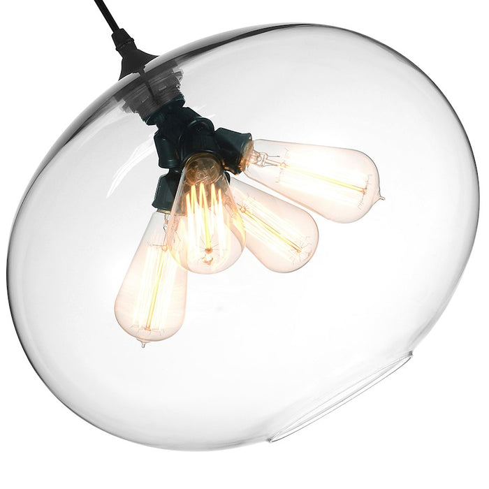 CWI Lighting Glass 4 Light Down Pendant, Black/Clear
