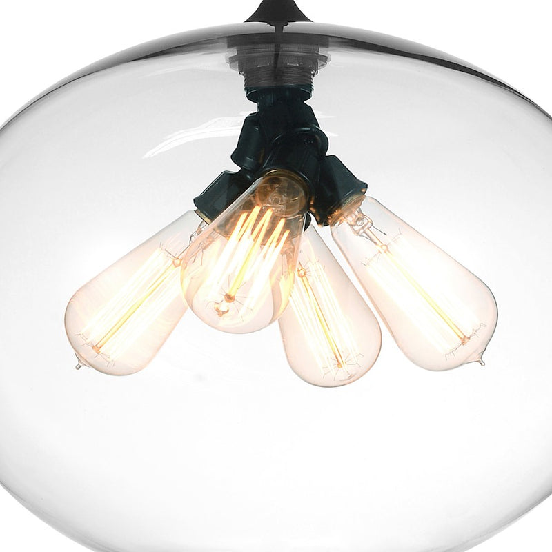 CWI Lighting Glass 4 Light Down Pendant, Black/Clear
