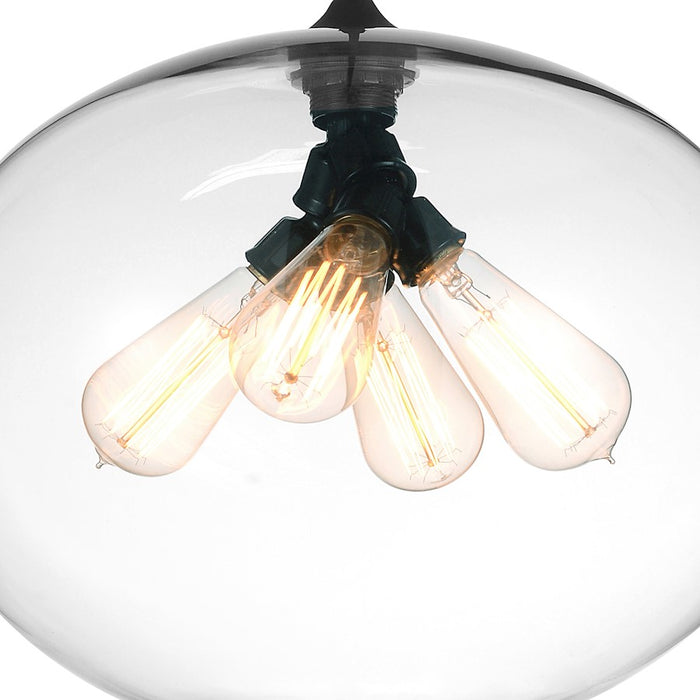 CWI Lighting Glass 4 Light Down Pendant, Black/Clear