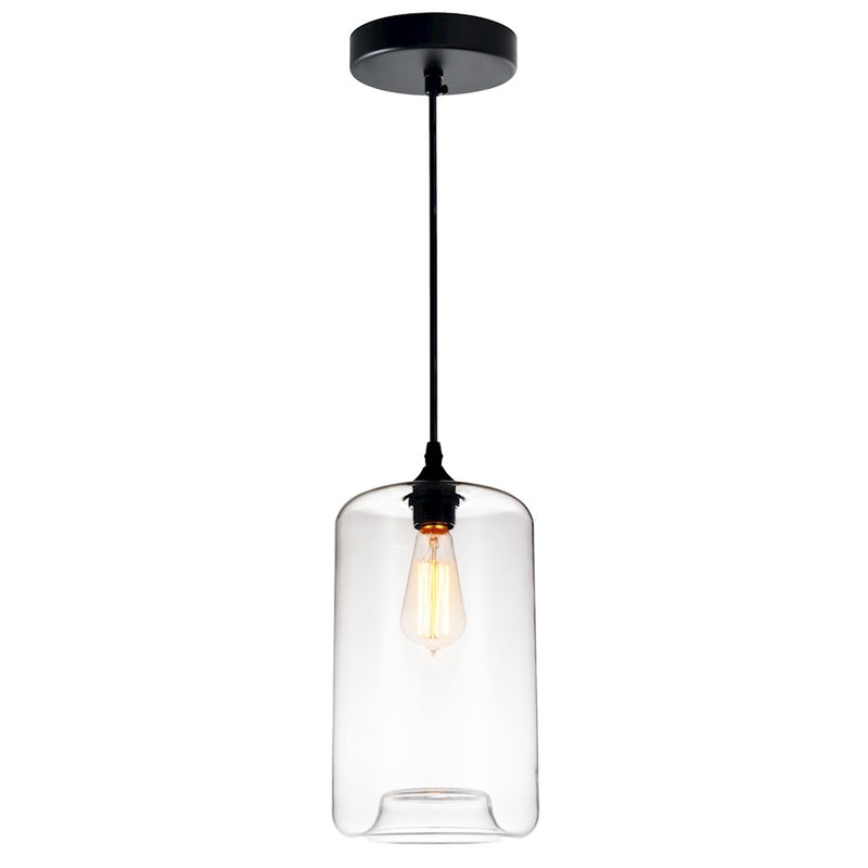 CWI Lighting Glass 1 Light 7" Down Mini Pendant, Black/Clear