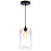 CWI Lighting Glass 1 Light 7" Down Mini Pendant, Black/Clear - 5553P7-Clear