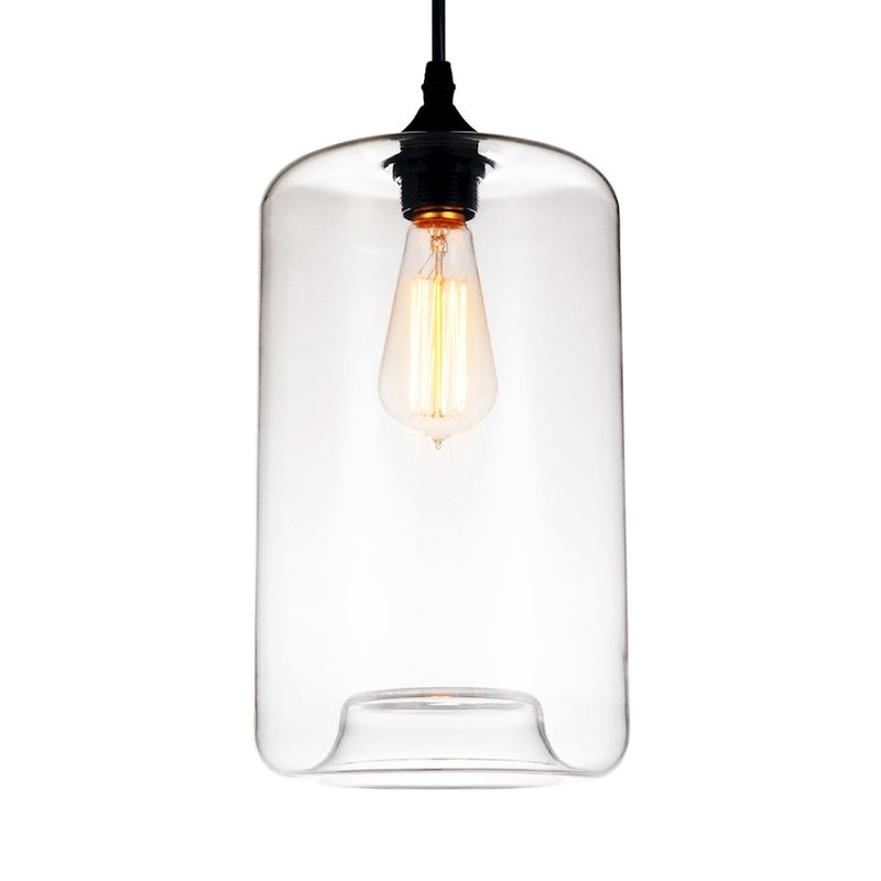 CWI Lighting Glass 1 Light 7" Down Mini Pendant, Black/Clear