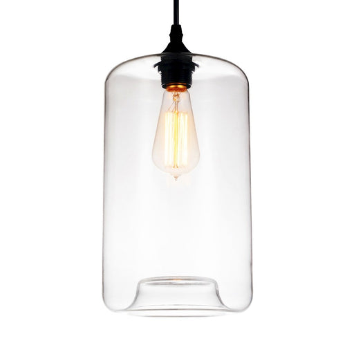 CWI Lighting Glass 1 Light 7" Down Mini Pendant, Black/Clear