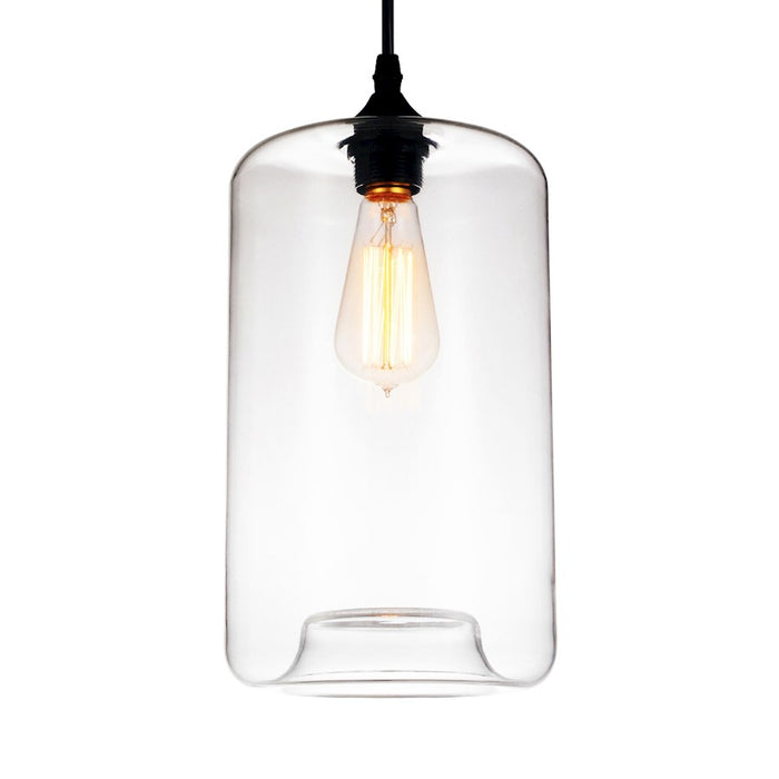 CWI Lighting Glass 1 Light 7" Down Mini Pendant, Black/Clear