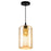 CWI Lighting Glass 1 Light Down Mini Pendant, Black/Cognac