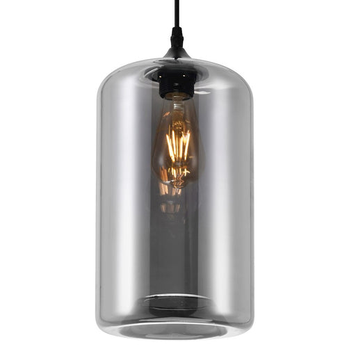 CWI Lighting Glass 1 Light 7" Down Mini Pendant, Black/Smoke