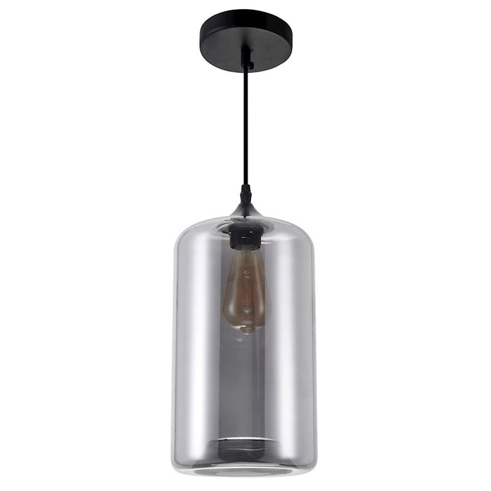 CWI Lighting Glass 1 Light 7" Down Mini Pendant, Black/Smoke