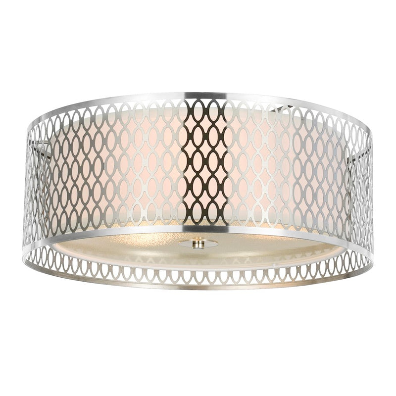 CWI Lighting Mikayla 3 Light Drum Shade Flush Mount, Satin Nickel