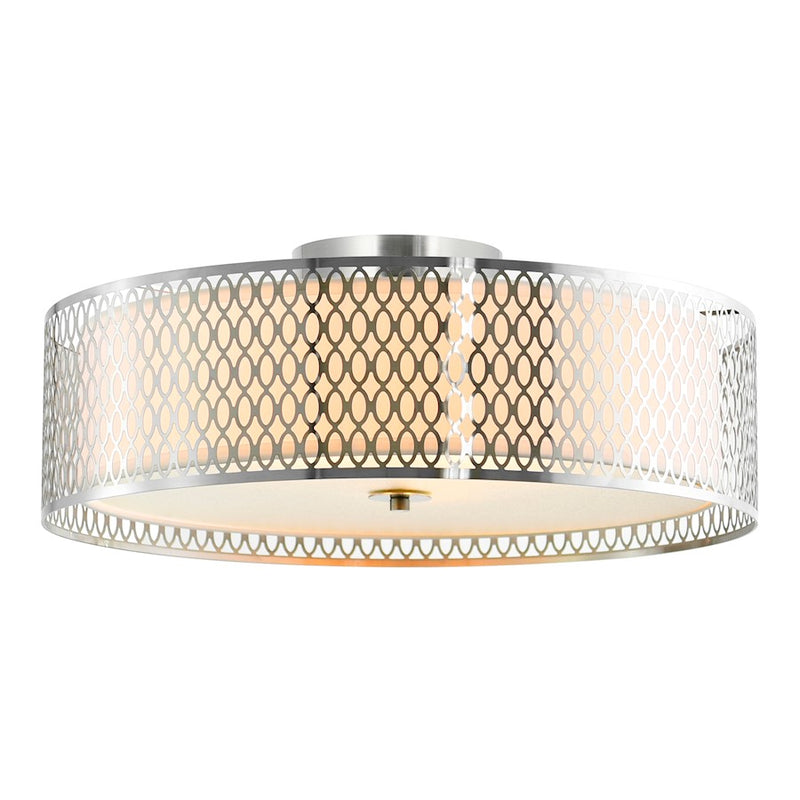 CWI Lighting Mikayla 5 Light Drum Shade Flush Mount, Satin Nickel