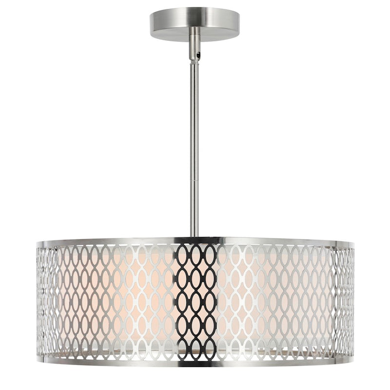 CWI Lighting Mikayla 3 Light Drum Shade Chandelier, Satin Nickel