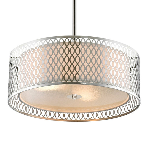 CWI Lighting Mikayla 3 Light Drum Shade Chandelier, Satin Nickel