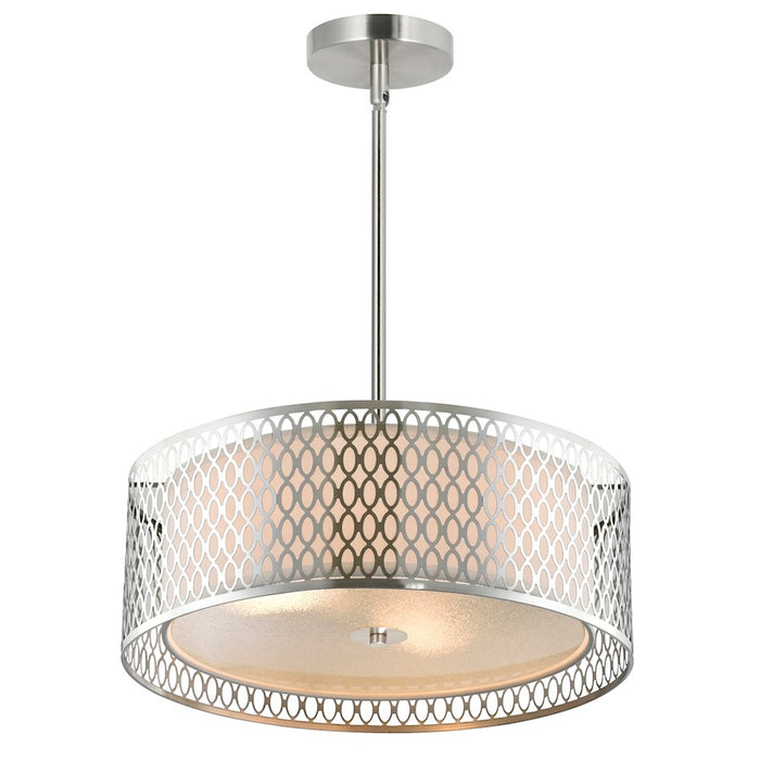 CWI Lighting Mikayla 3 Light Drum Shade Chandelier, Satin Nickel