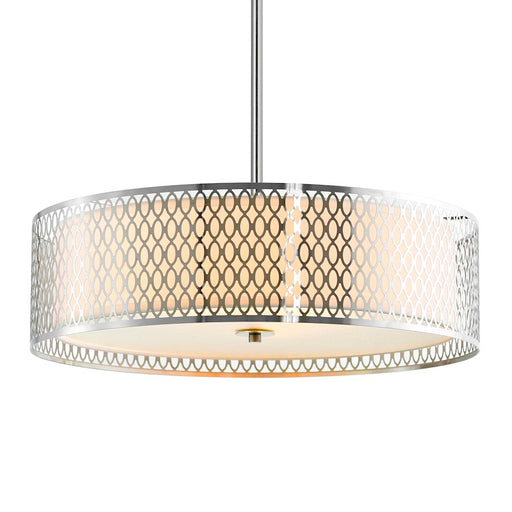 CWI Lighting Mikayla 5 Light Drum Shade Chandelier, Satin Nickel