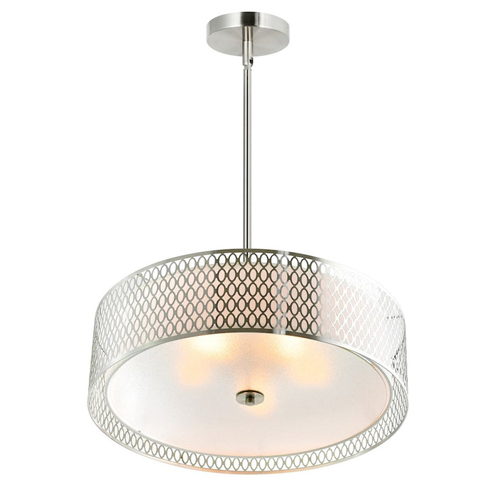 CWI Lighting Mikayla 5 Light Drum Shade Chandelier, Satin Nickel