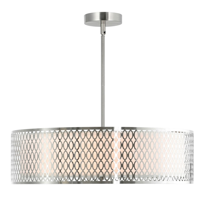 CWI Lighting Mikayla 5 Light Drum Shade Chandelier, Satin Nickel