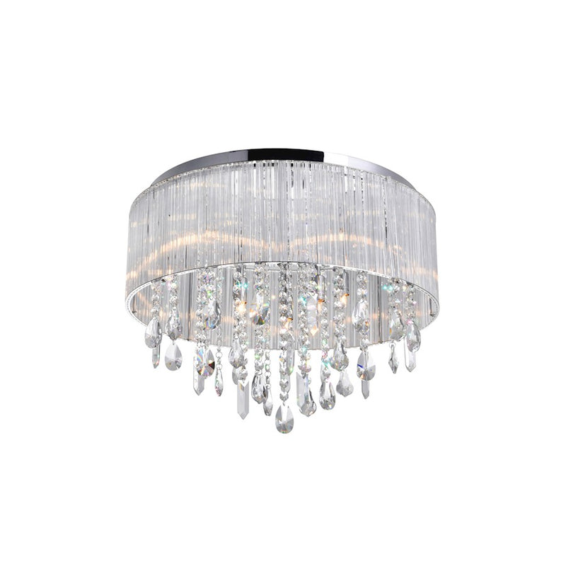 CWI Lighting Jacquimo 9 Light Drum Shade Flush Mount, Chrome