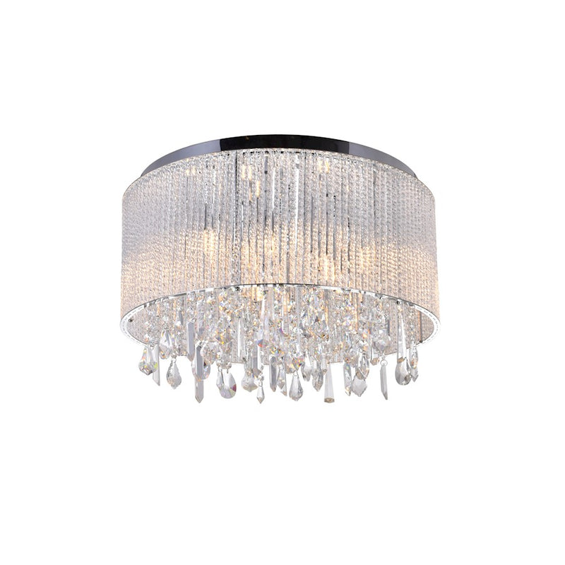 CWI Lighting Benson 9 Light Drum Shade Flush Mount, Chrome