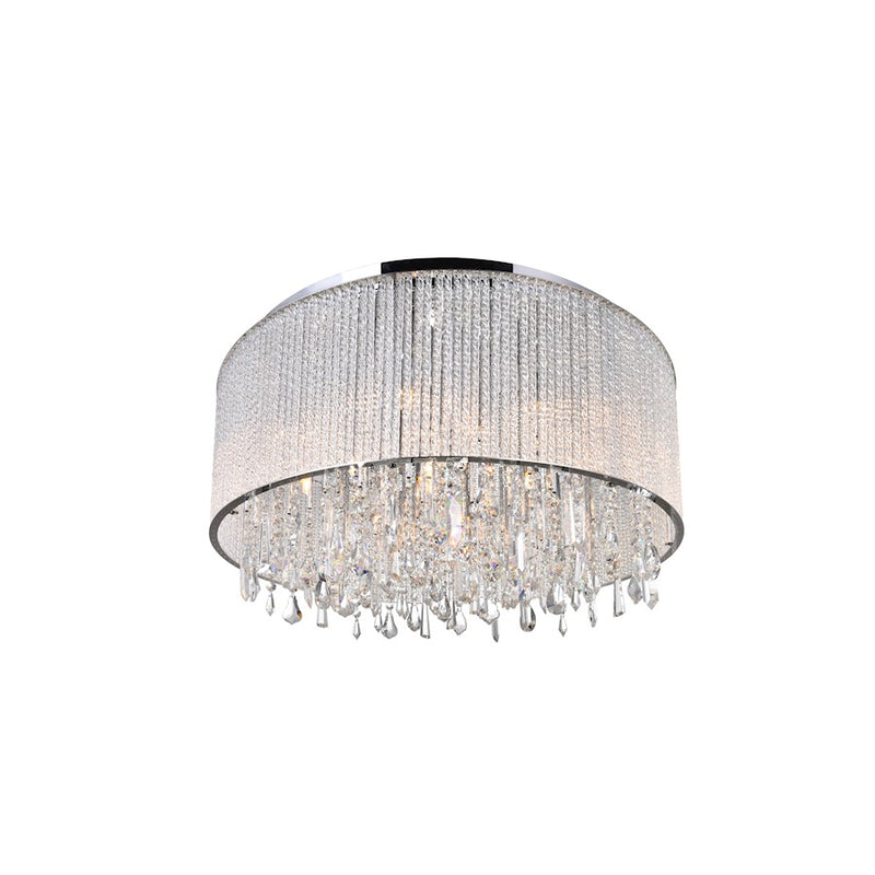 CWI Lighting Benson 14 Light Drum Shade Flush Mount, Chrome