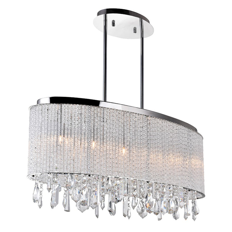 CWI Lighting Benson 5 Light Drum Shade Chandelier, Chrome