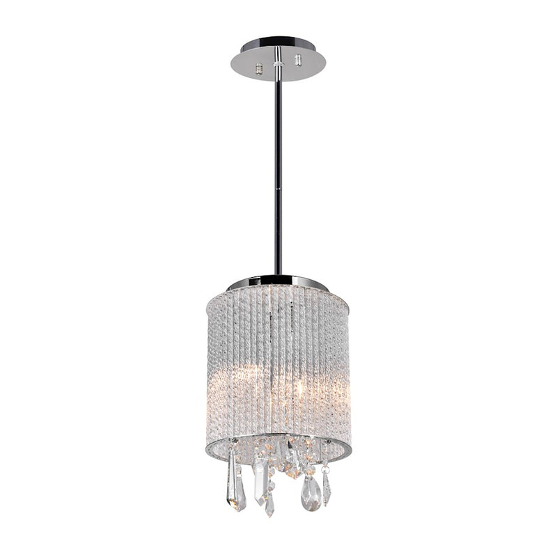 CWI Lighting Benson 2 Light Drum Shade Mini Pendant, Chrome
