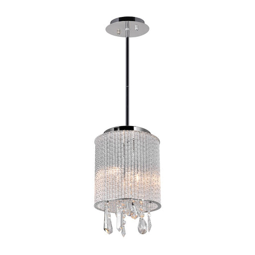 CWI Lighting Benson 2 Light Drum Shade Mini Pendant, Chrome - 5562P8CClear