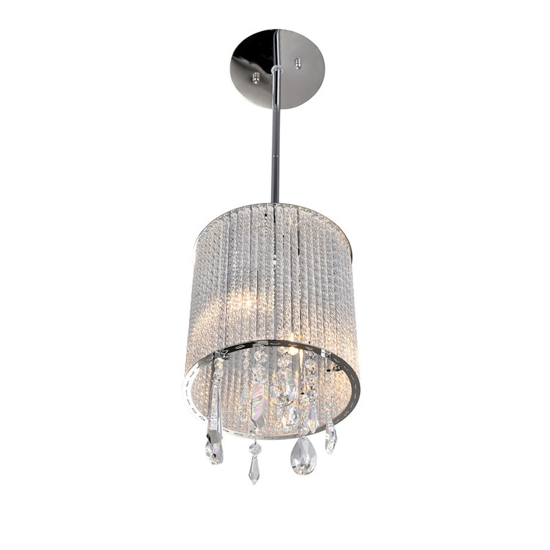 CWI Lighting Benson 2 Light Drum Shade Mini Pendant, Chrome
