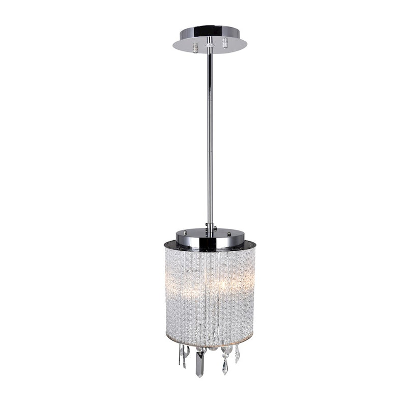 CWI Lighting Benson 2 Light Drum Shade Mini Pendant, Chrome