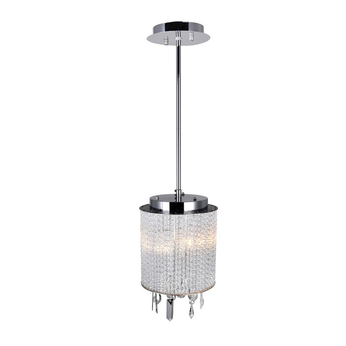 CWI Lighting Benson 2 Light Drum Shade Mini Pendant, Chrome