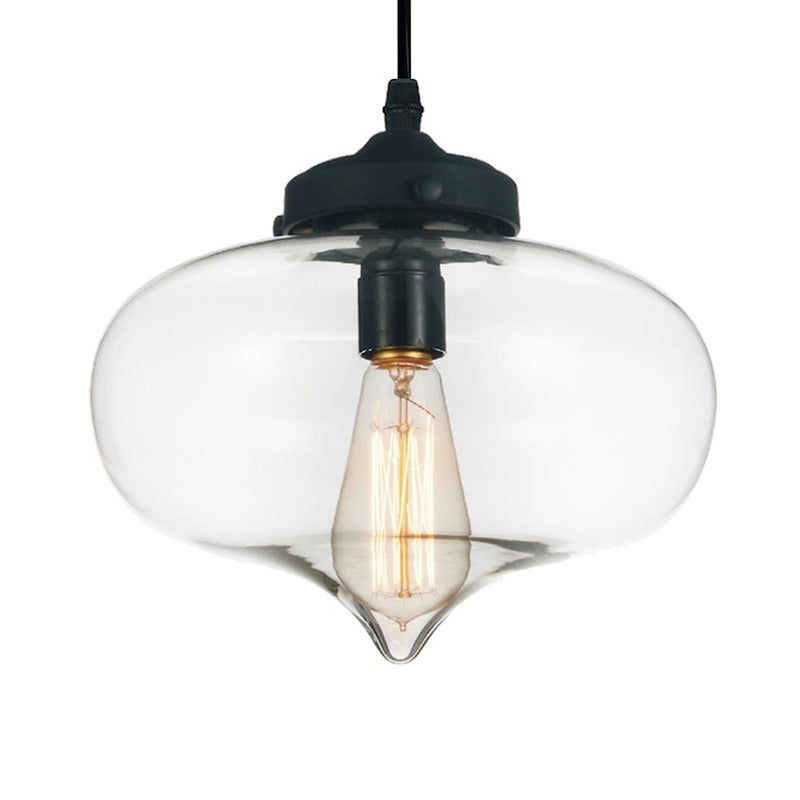 CWI Lighting Glass 1 Light 11" Down Mini Pendant, Black/Clear
