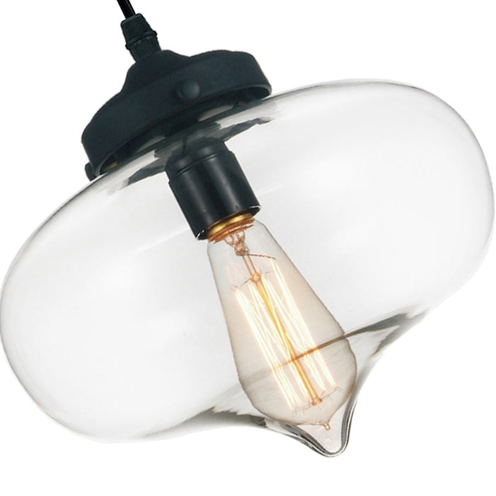 CWI Lighting Glass 1 Light 11" Down Mini Pendant, Black/Clear