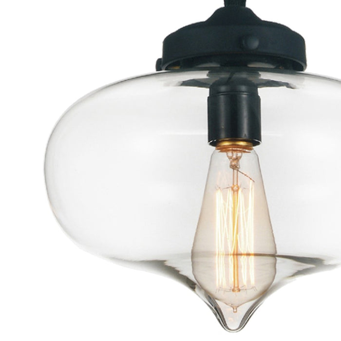 CWI Lighting Glass 1 Light 11" Down Mini Pendant, Black/Clear