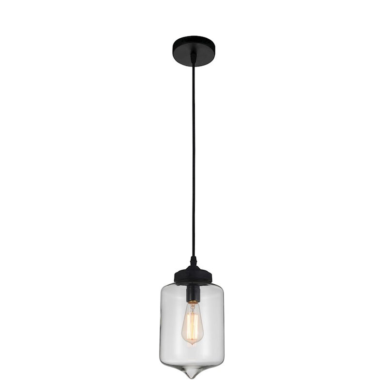 CWI Lighting Glass 1 Light Down 7C Mini Pendant, Black/Clear