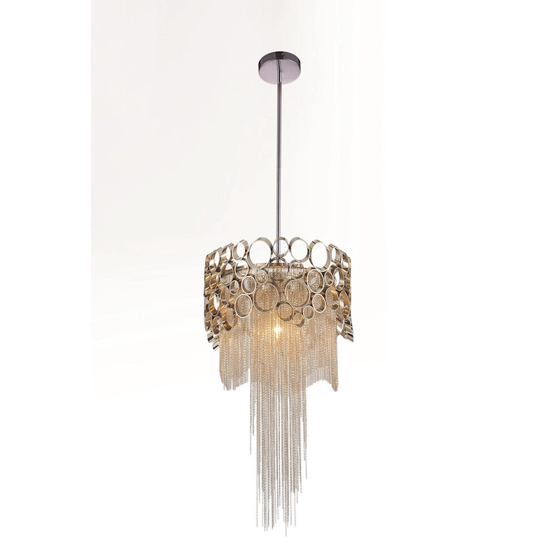 CWI Lighting Victoria 1 Light Drum Shade Mini Pendant, Chrome