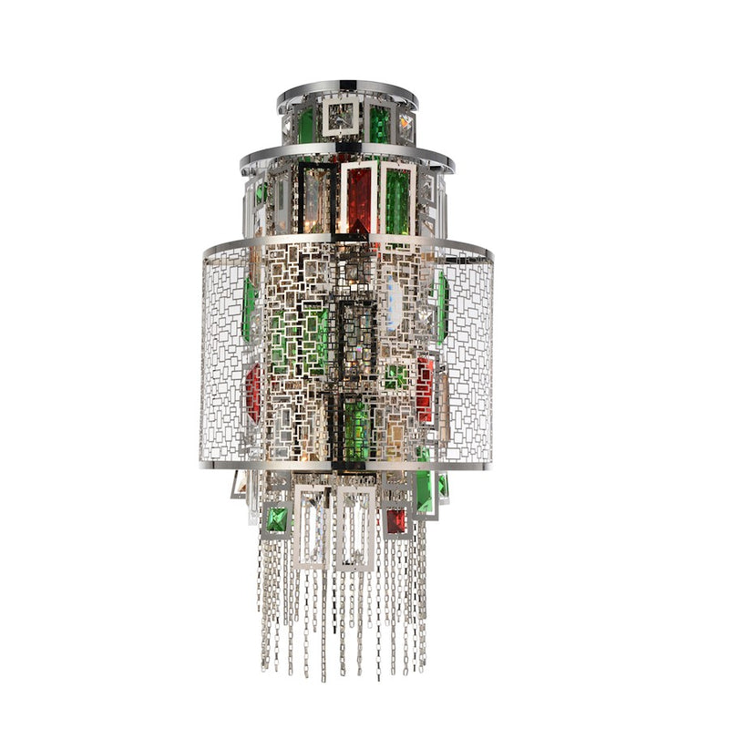 CWI Lighting Stained 3 Light Wall Light, Chrome