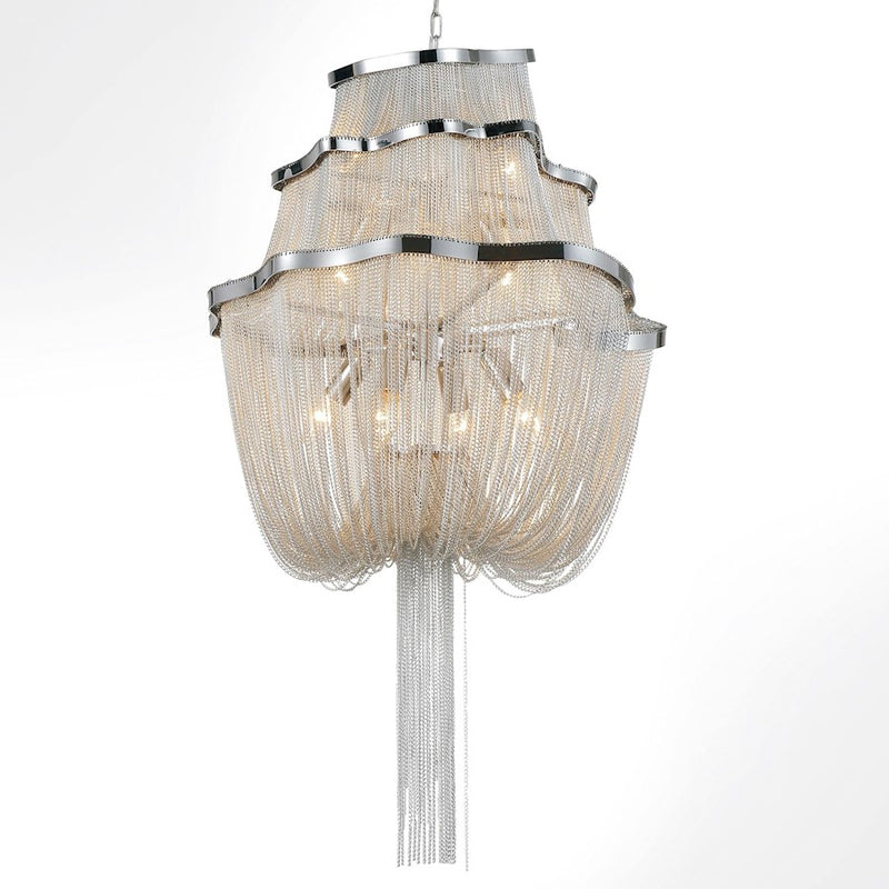 CWI Lighting Secca 9 Light Down Chandelier, Chrome