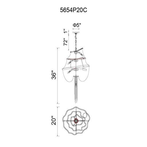 CWI Lighting Secca 9 Light Down Chandelier, Chrome