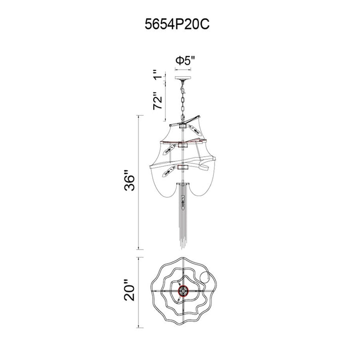 CWI Lighting Secca 9 Light Down Chandelier, Chrome