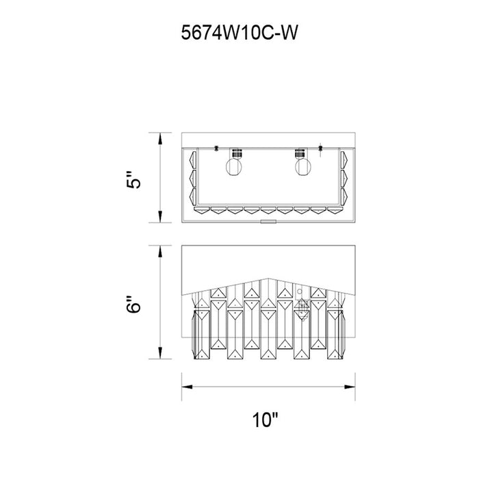 CWI Lighting Havely 2 Light Wall Light, Chrome