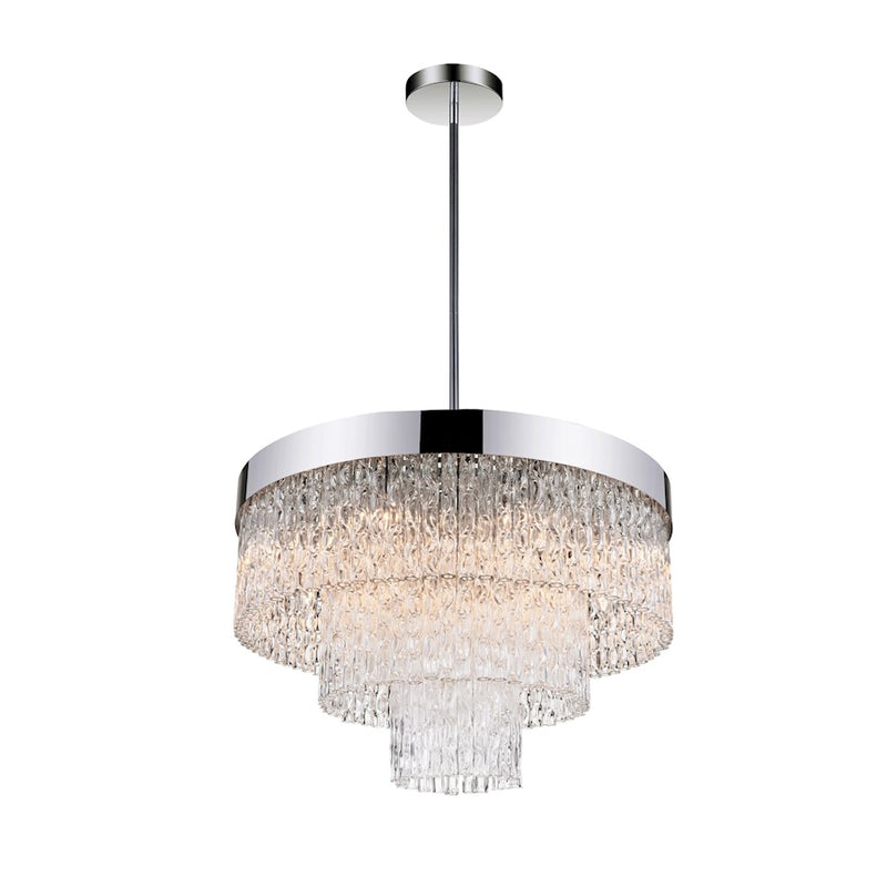 CWI Lighting Carlotta 9 Light Down Chandelier, Chrome/Clear