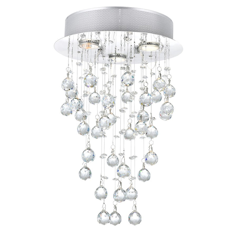 CWI Lighting Rain Drop 3 Light Flush Mount, Chrome