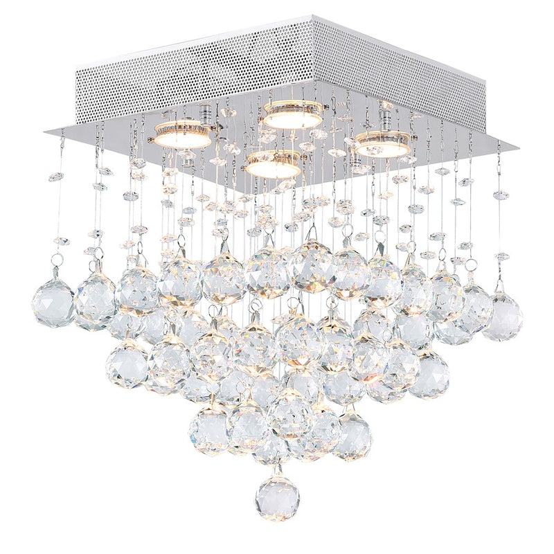 CWI Lighting Square 4 Light Flush Mount, Chrome