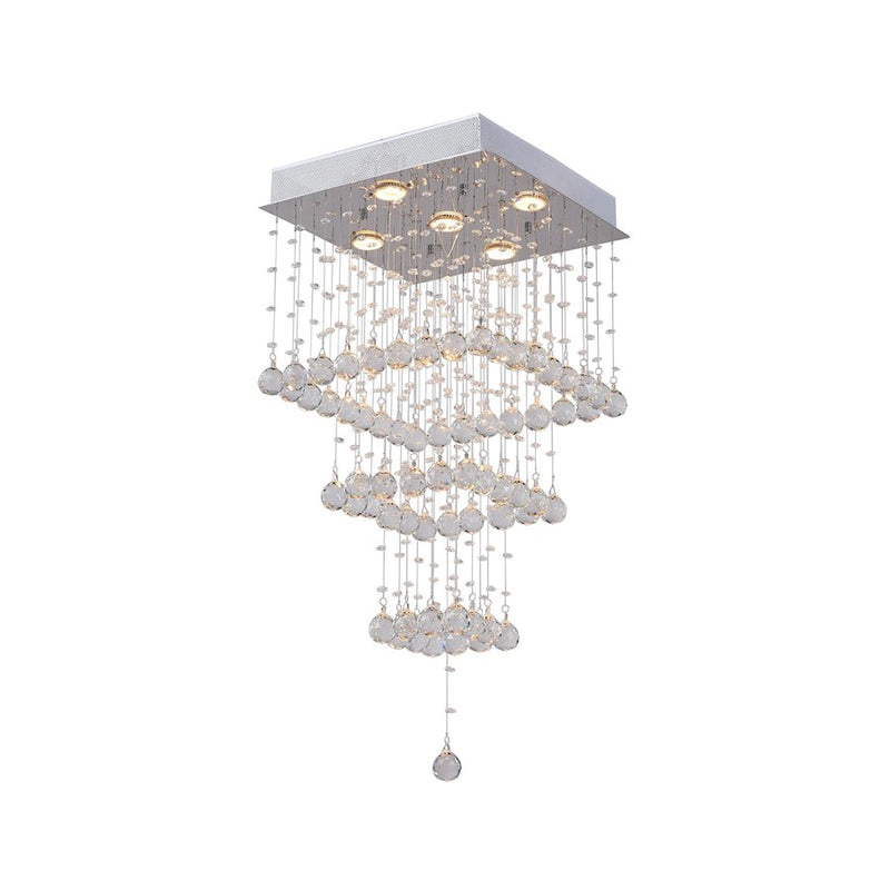 CWI Lighting Square 5 Light Flush Mount, Chrome
