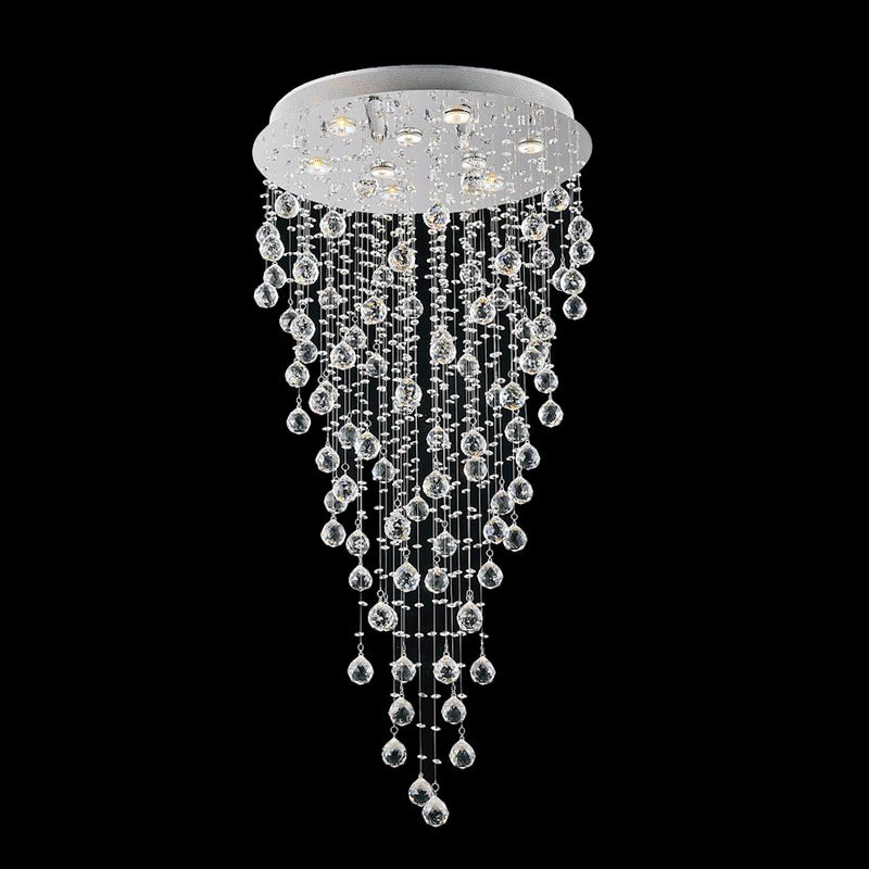 CWI Lighting Rain Drop 9 Light 24" Flush Mount, Chrome