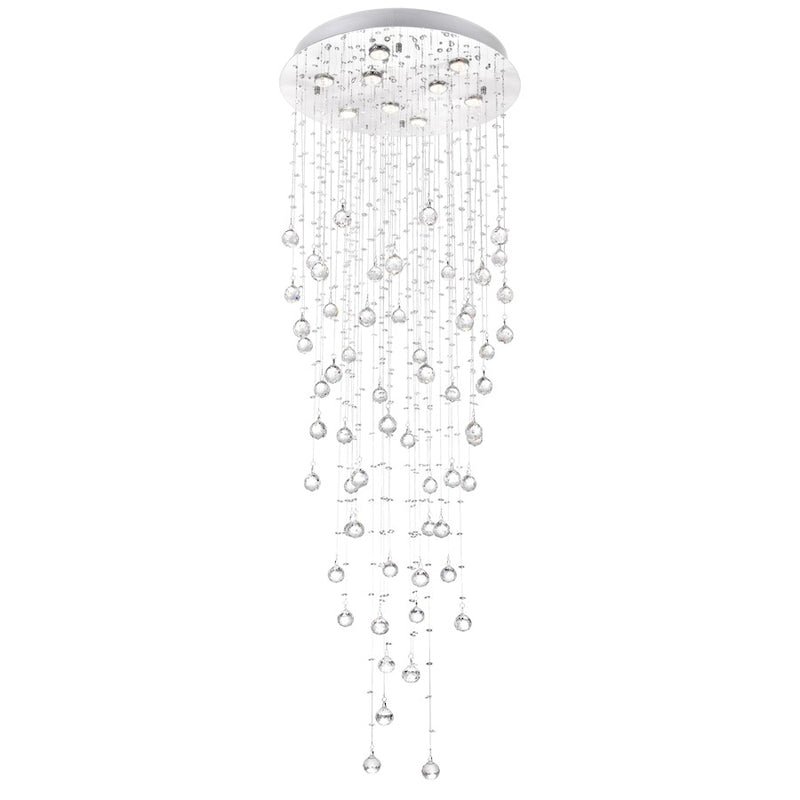 CWI Lighting Rain Drop 9 Light Flush Mount, Chrome