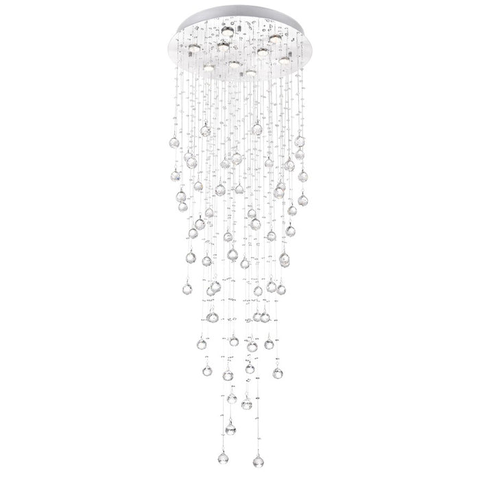 CWI Lighting Rain Drop 9 Light Flush Mount, Chrome - 6601C24C-H-47