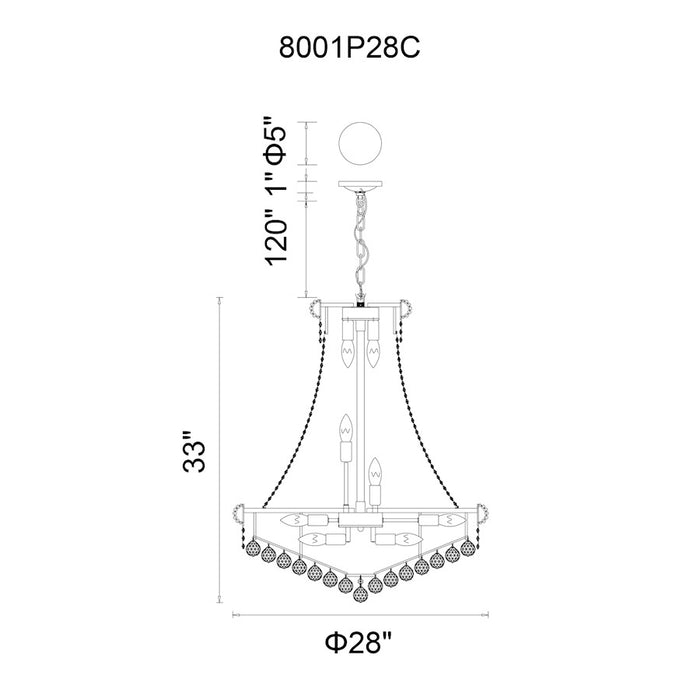 CWI Lighting Empire 18 Light Down Chandelier, Chrome
