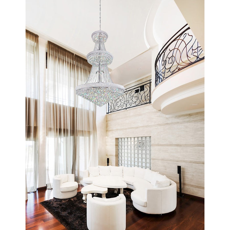 CWI Lighting Empire 38 Light Down Chandelier, Chrome